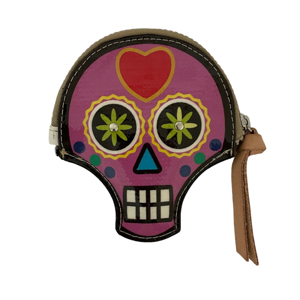 RARE CONSUELA Pink and Yellow Double Sided Sugar Skull Coin Purse